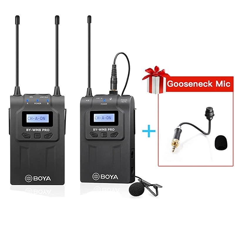 Wireless Lavalier Microphone System for iPhone 11 8 x 7 6 Camera,  Dual-Channel 2 Transmitter & 1 Receiver for DSLR Recorder Samsung Smartphone Youtube Street Interview Facebook Livesteam Vblog