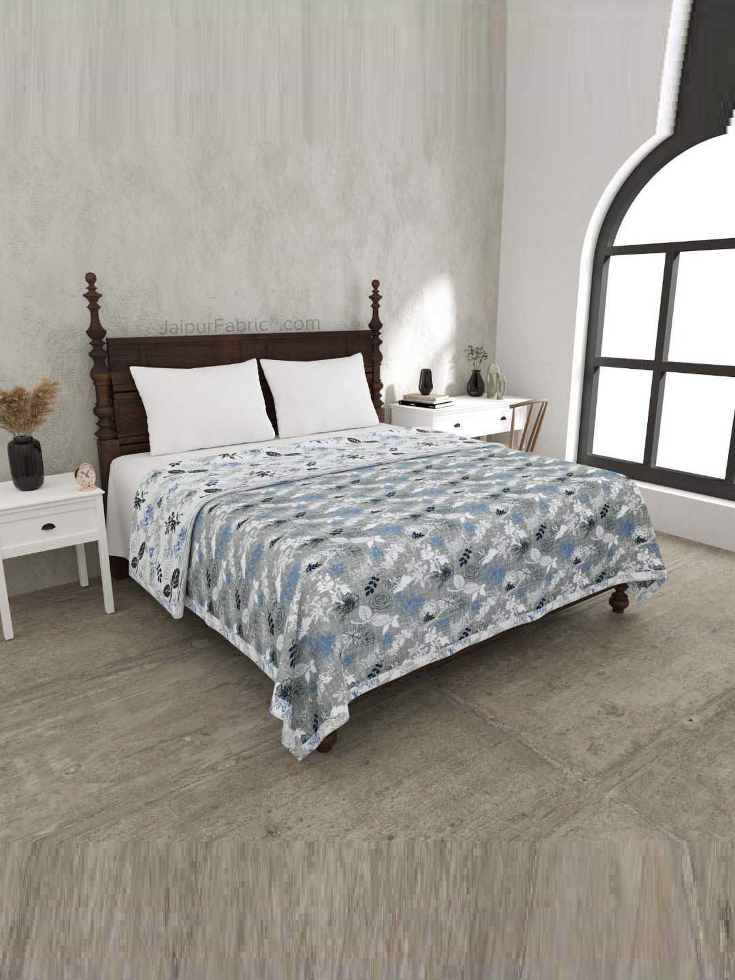 JaipurFabric Fassil Grey Mulmul Cotton 150 GSM Reversible Ac Dohar