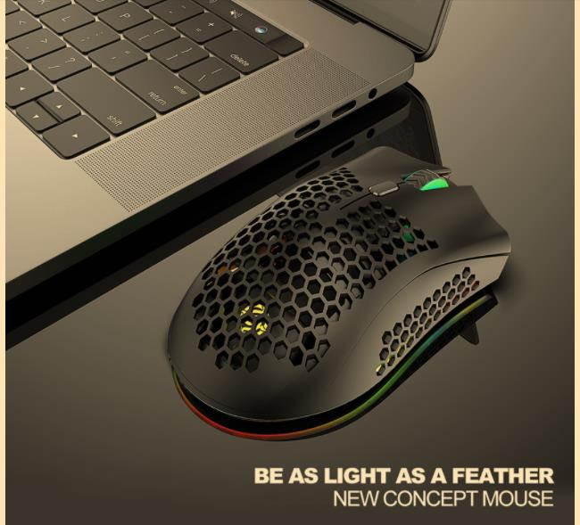 2.4GHz Wireless Gaming Mouse 7 Button 1600 DPI Adjustable RGB Backlit Rechargeable Mouse Lightweight Honeycomb Shell Gamer Mice