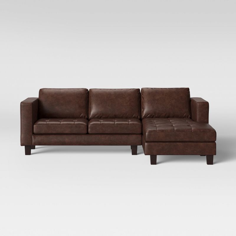 Edgemere Sectional Sofa and Large Ottoman Faux Leather Brown - Project 62™