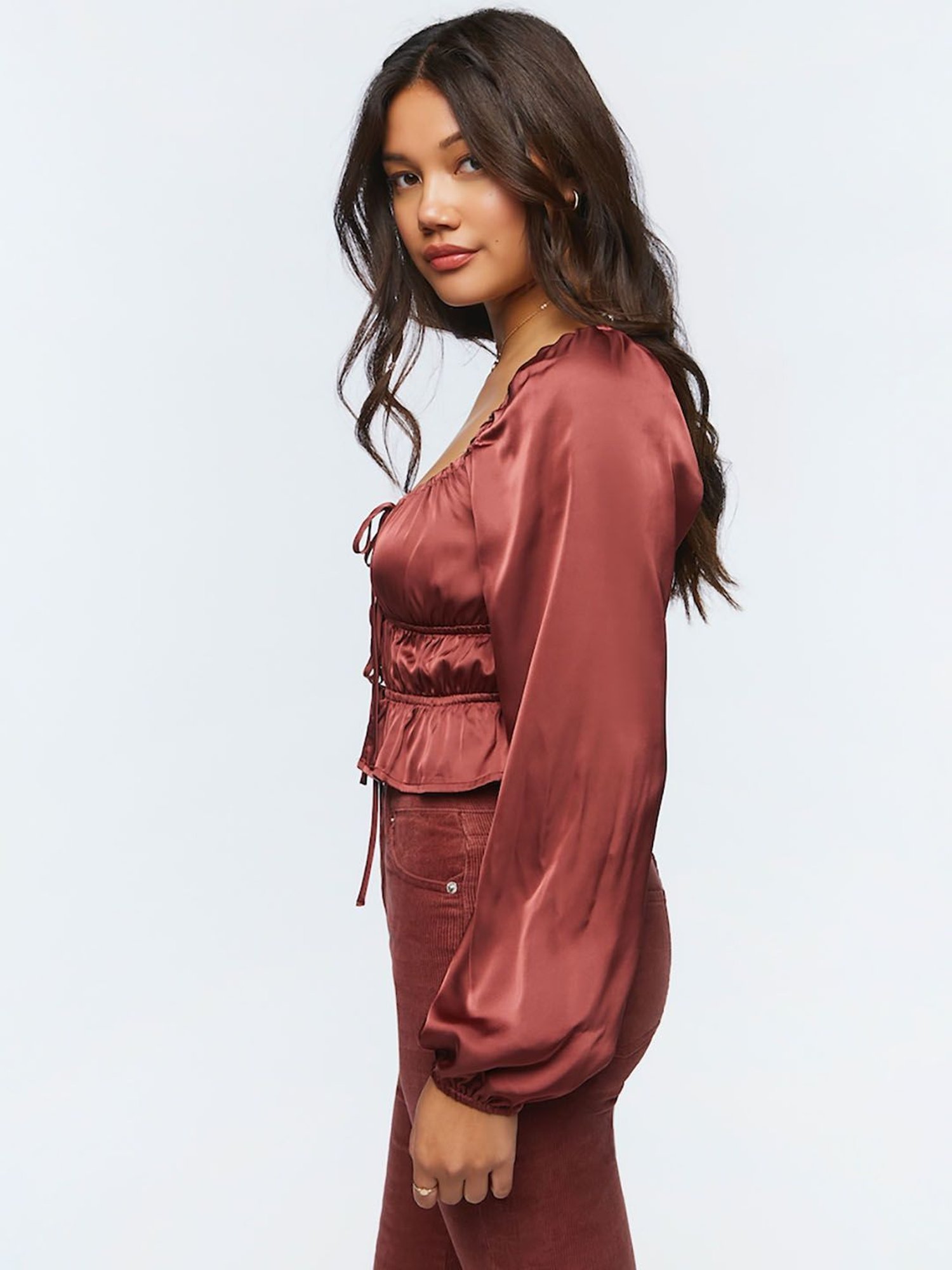 Forever 21 Maroon Regular Fit Crop Top