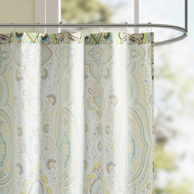 Heather 100% Microfiber Printed Shower Curtain Green