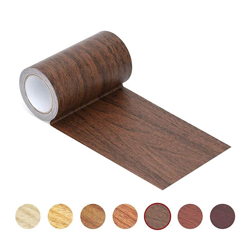 Repair Tape Patch 2.4" x 15' Wood Textured Adhesive for Door Floor Table and Chair(Dark Walnut)