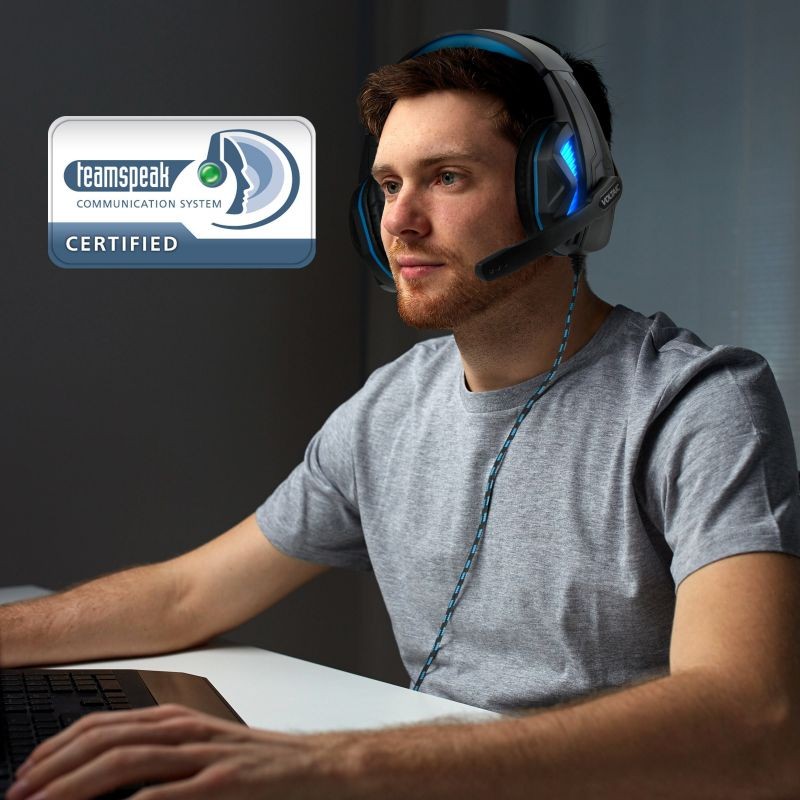 ENHANCE PC Gaming Headset for PS4 & Computer with 7.1 Surround Sound - Voltaic PRO Esports Computer Headphones with Microphone, LED Light, in-Line Controls - Great for PUBG, Fortnite & More
