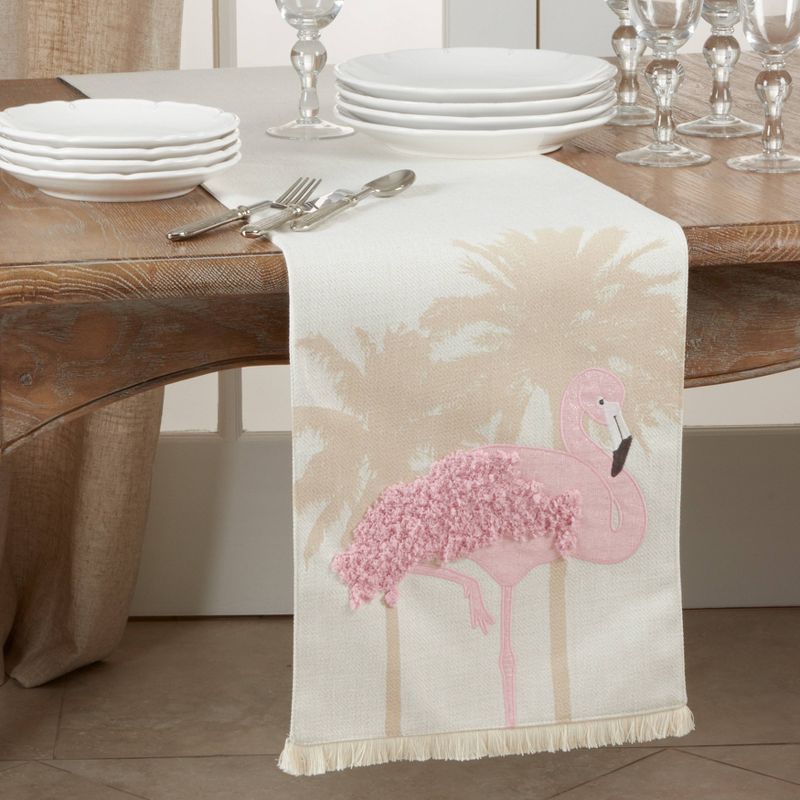 72" x 13" Polyester Flamingo Table Runner Pink - Saro Lifestyle
