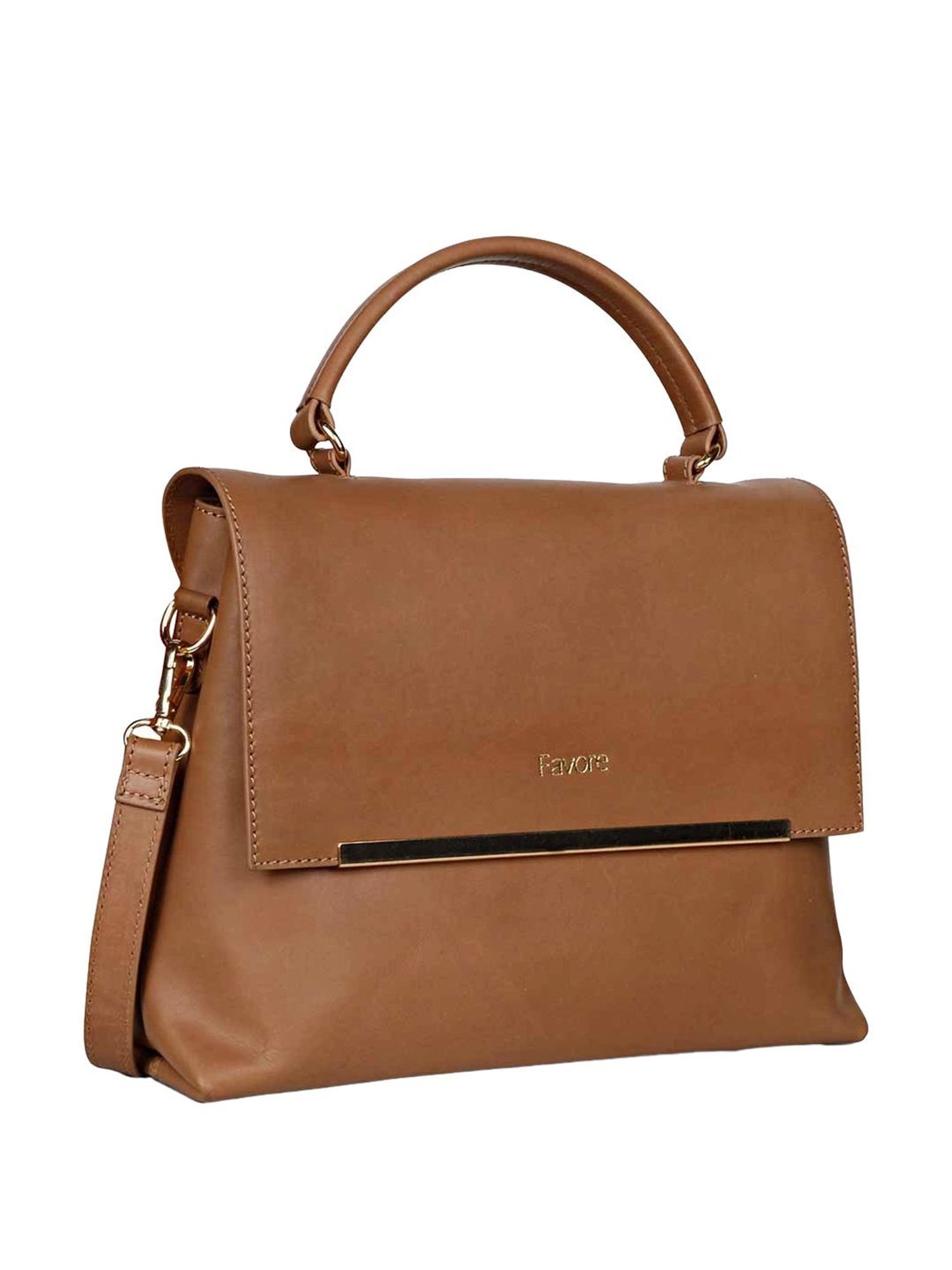 Favore Tan Solid Medium Satchels