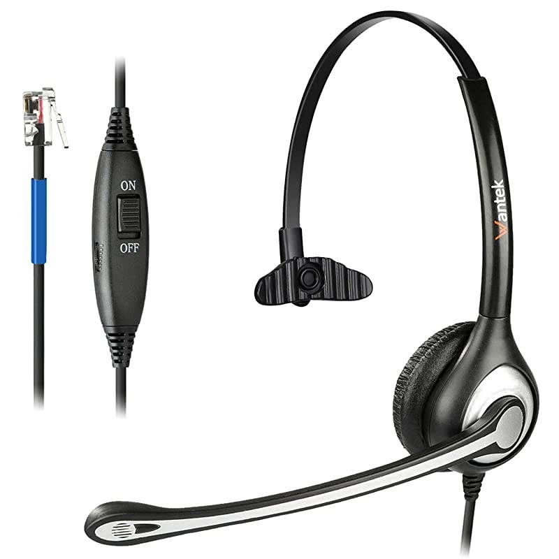 Corded Telephone RJ9 Headset Monaural with Noise Canceling Microphone for Call Center Telephone Systems with Plantronics M10 M12 M22 MX10 Amplifiers or Cisco 7942 7971 Office IP PhonesF600C1