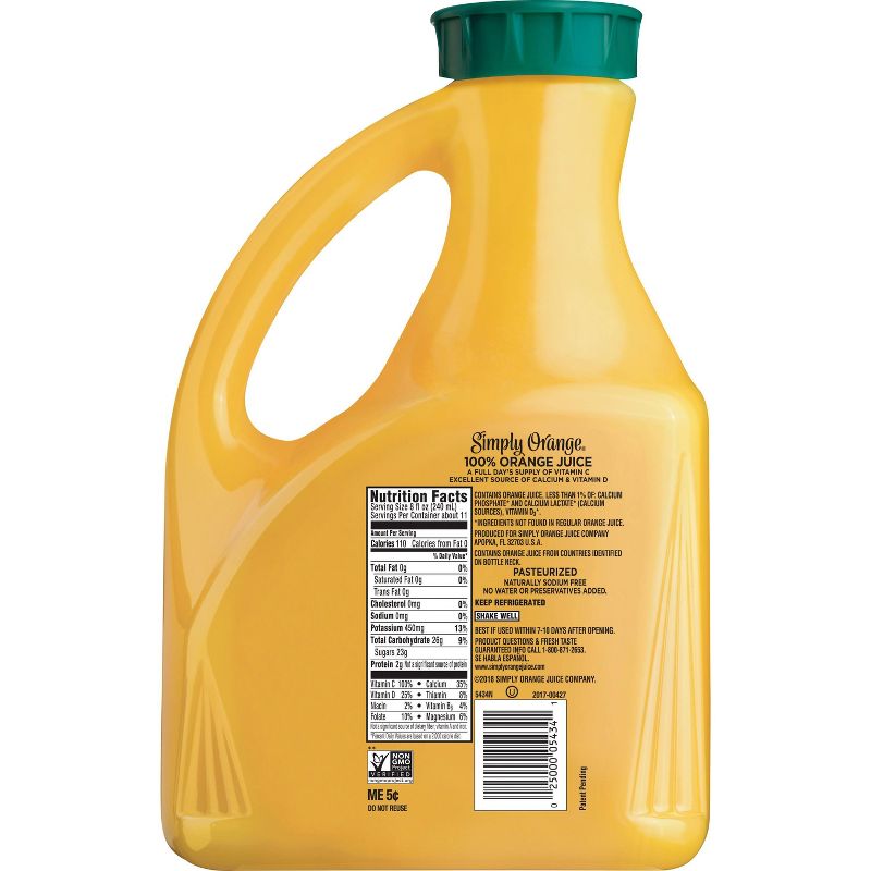 Simply Orange Pulp Free with Calcium and Vitamin D Juice - 89 fl oz
