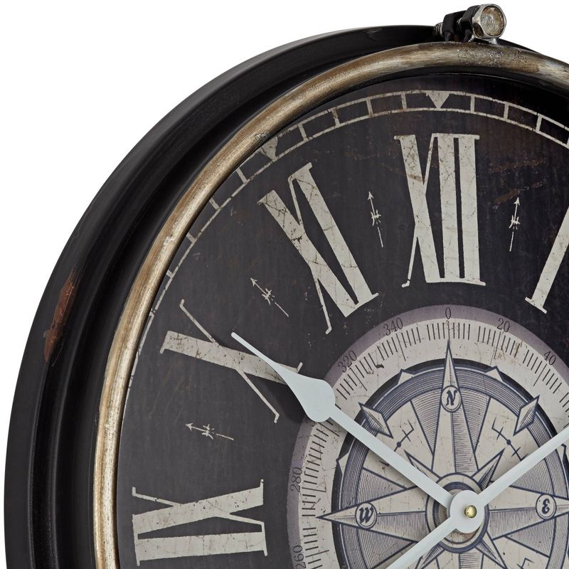 River Parks Studio Carson Glossy Black 21 1/4" High Round Metal Wall Clock