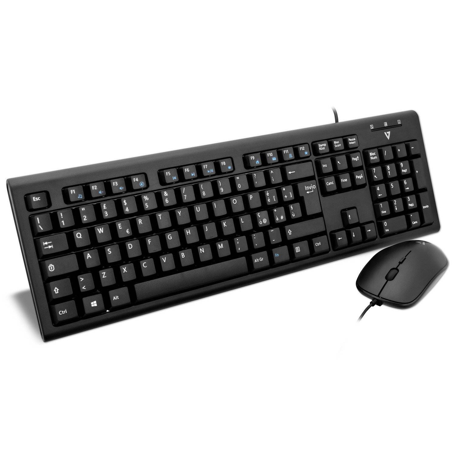V7 CKU200IT Black Wired USB Keyboard / Mouse Combo