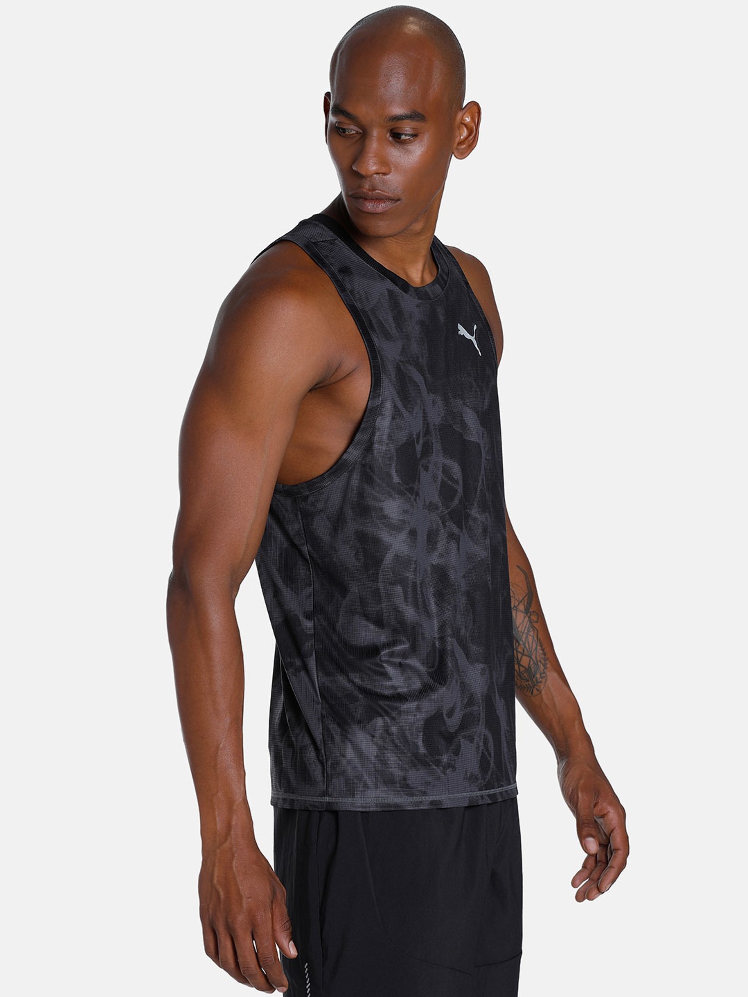 Puma Black Regular Fit Printed Tank Tee
