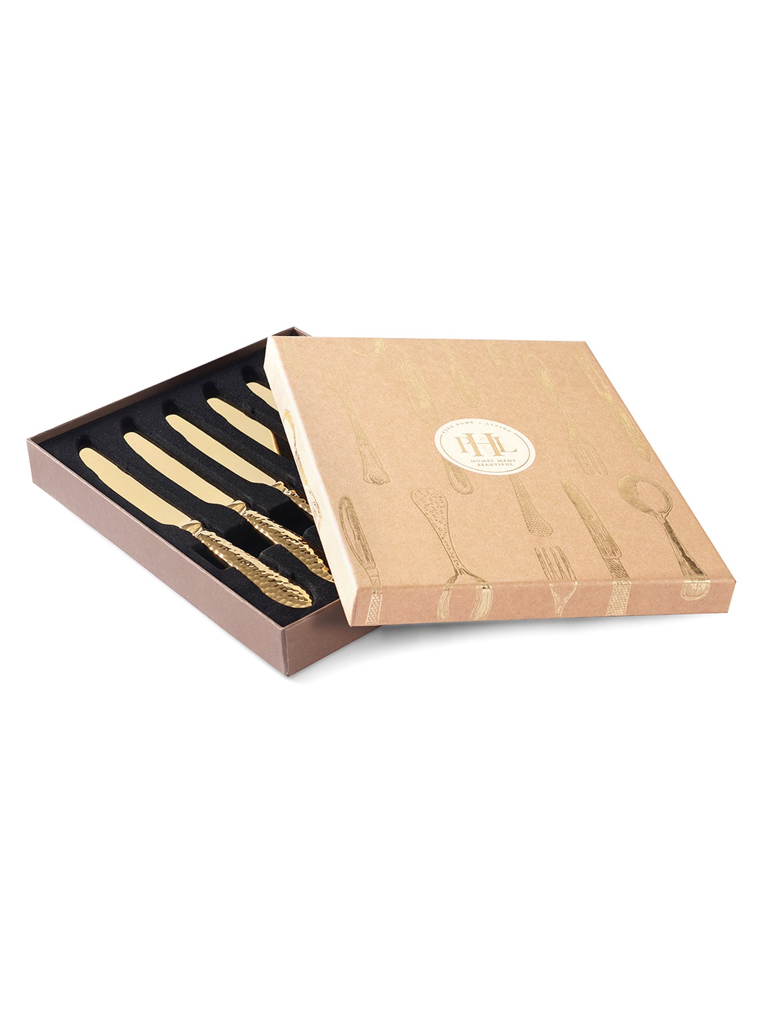 Pure Home and Living Gold Stainless Steel Textured Cutlery sets