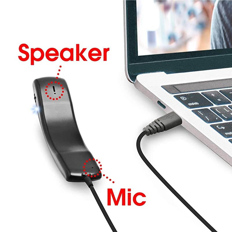 Wired Portable USB Handset Plug and Play with 2M Long Cable for Softphone Lightweight 78g Retro Volume Control Microphone Mute for ComputerSkypeVoipOffice DesktopPCLaptopCall Center