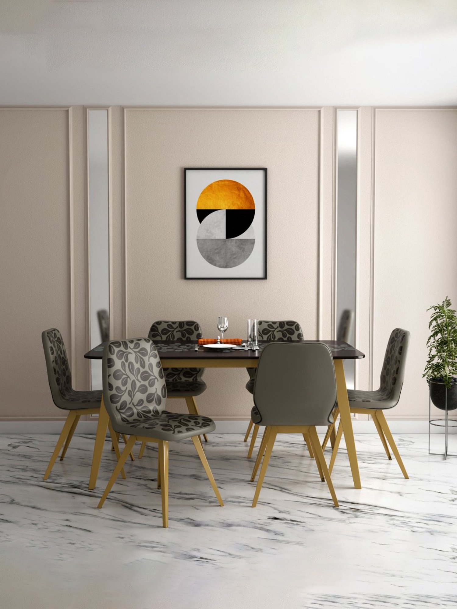 Durian Elanor Modern Brown & Beige Premium Leatherette Dining Chair