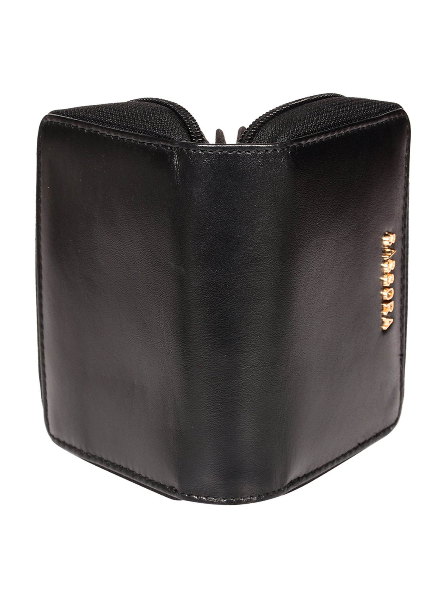 SASSORA Valerie Black Leather Small Coin & Card Case for Men & Women