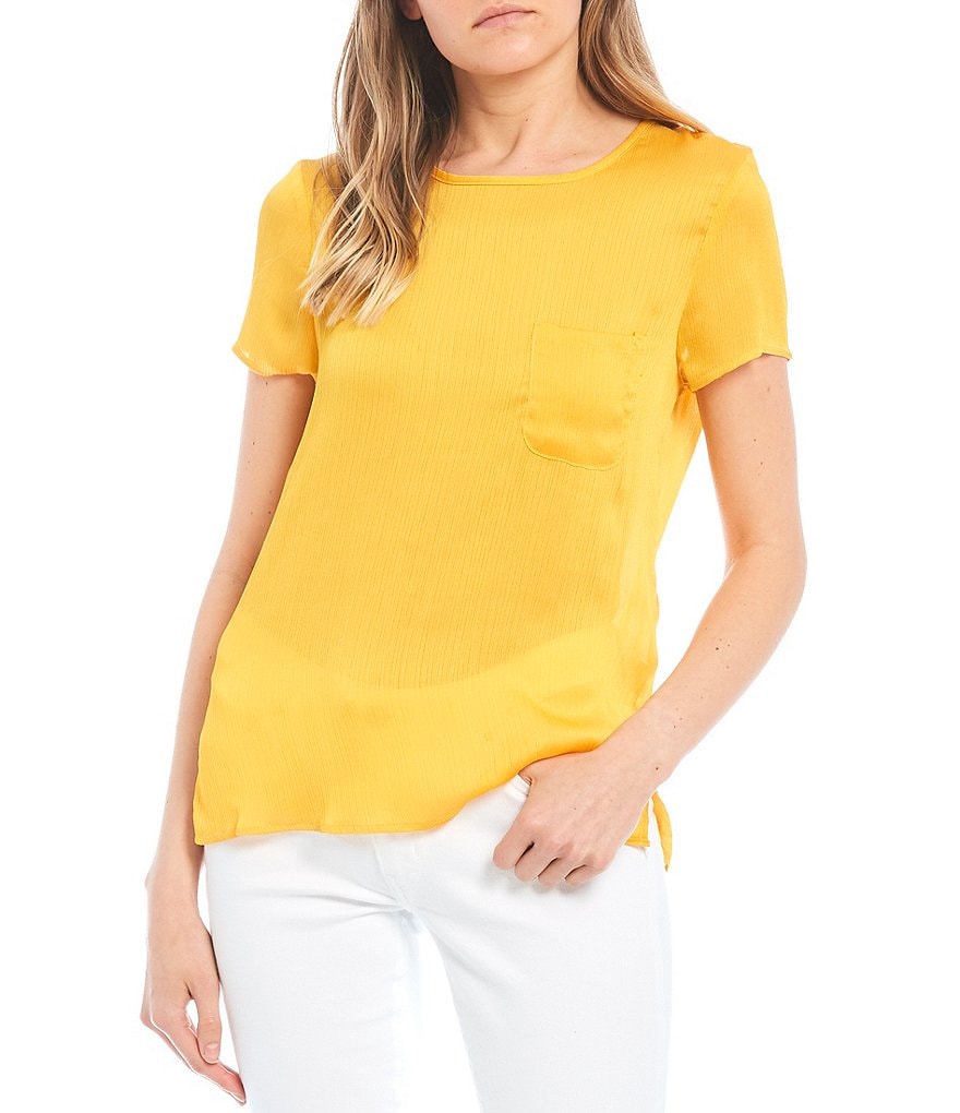 Love & Piece Pocket Front Satin Top