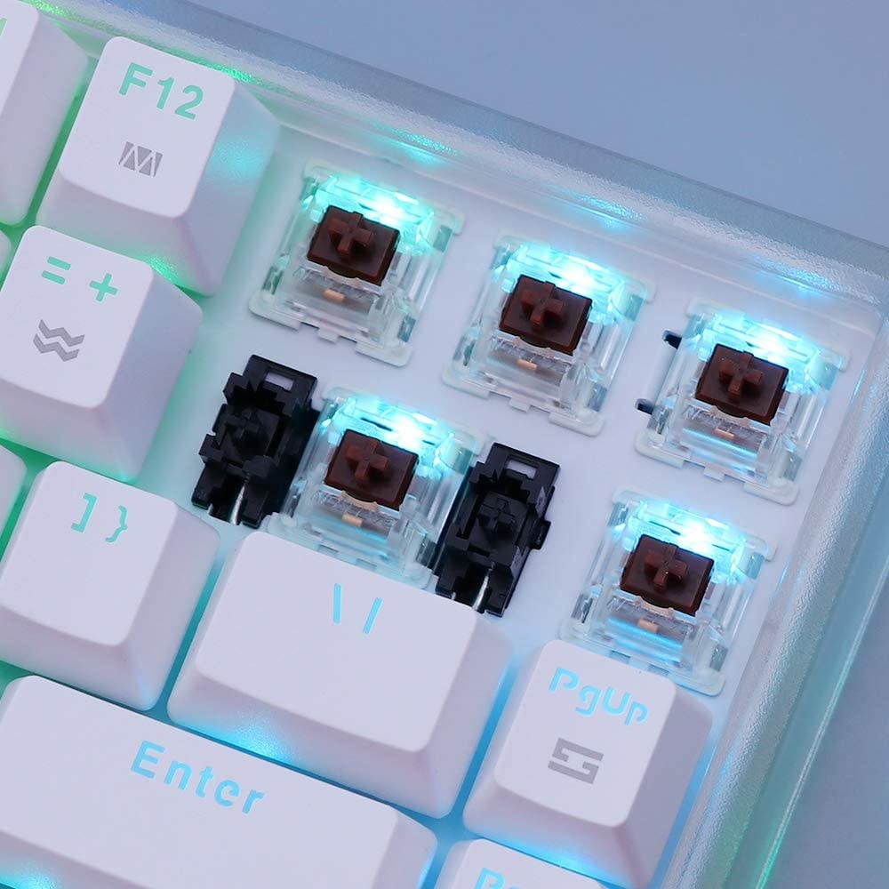 EPOMAKER HS84 84 Keys Wired RGB Hot Swappable Mechanical Keyboard with Translucent ABS Case, Shine Through Legend for Win/Mac/Gamers (Gateron Black Switch, White)