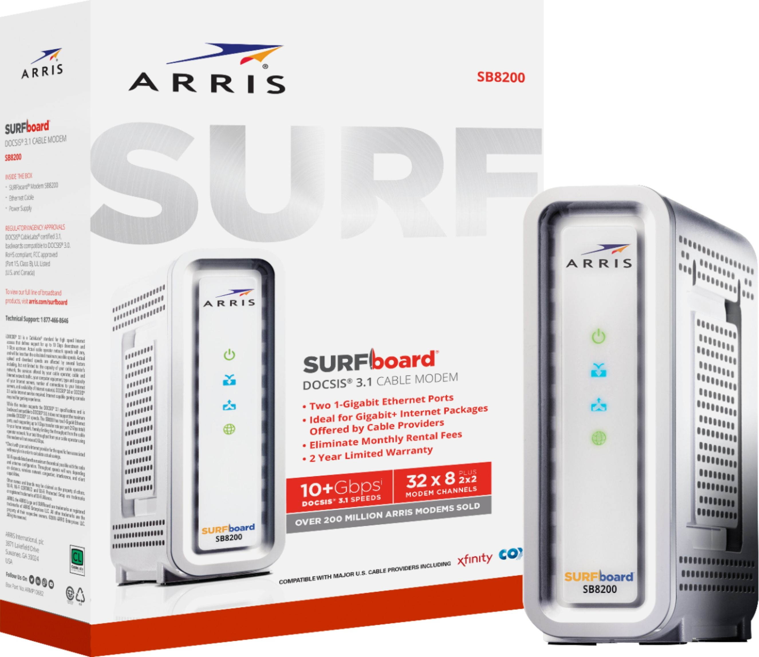 ARRIS - SURFboard 32 x 8 DOCSIS 3.1 Cable Modem - White (SB8200)