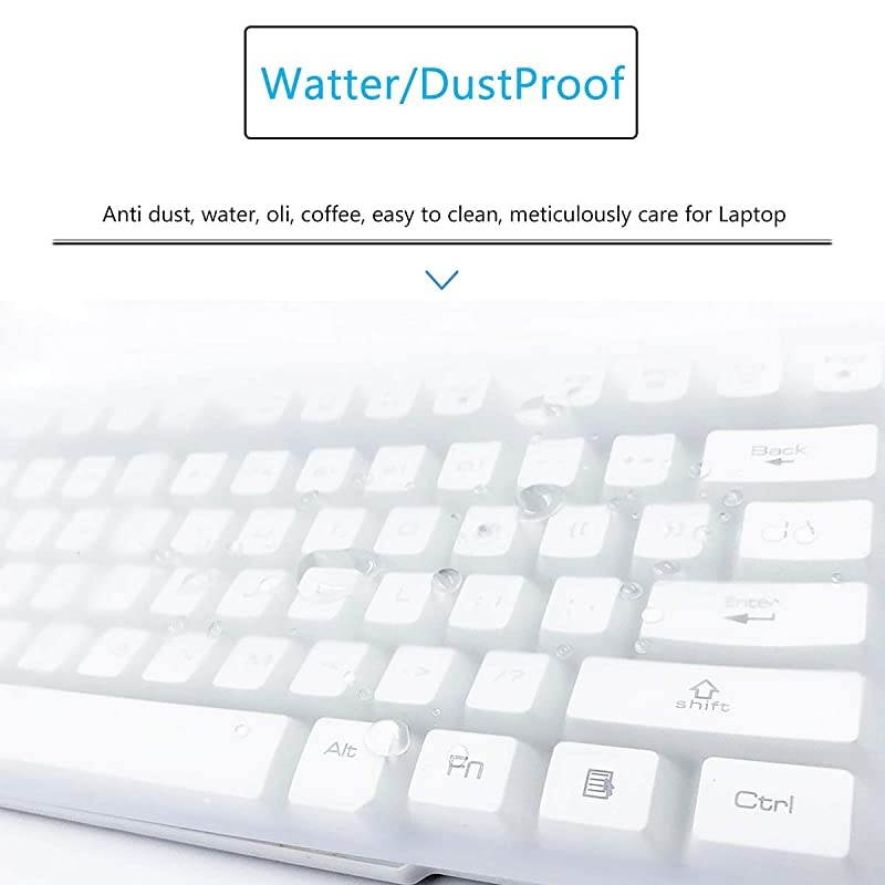 x 5.51" Universal Keyboard Cover Skin Design for Standard Size PC Computer Desktop Keyboards, Clear Waterproof Anti-Dust Silicone-Clear