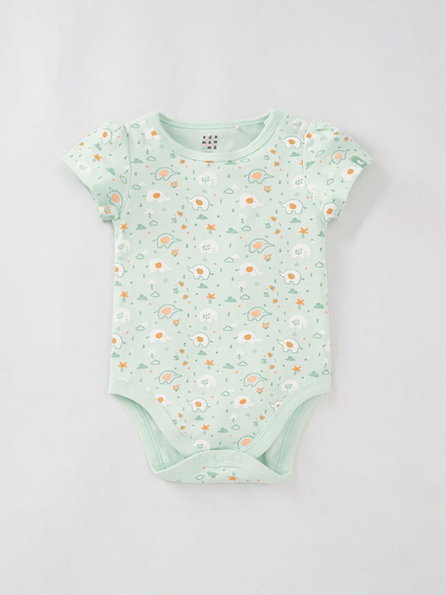 Ed-a-Mamma Baby Pink & Green Printed Bodysuit (Pack Of 2)