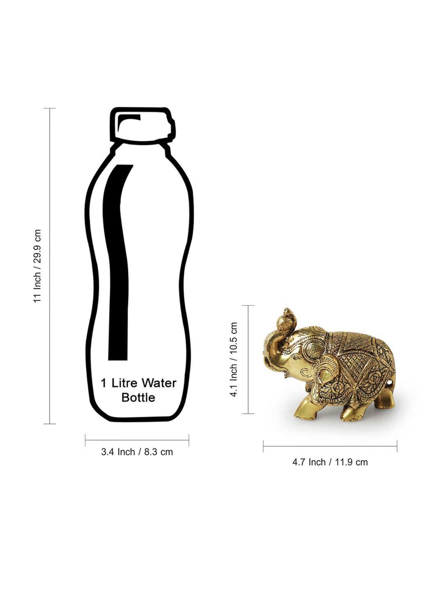 ExclusiveLane Golden Brass Elephant Decorative Showpiece Figurine