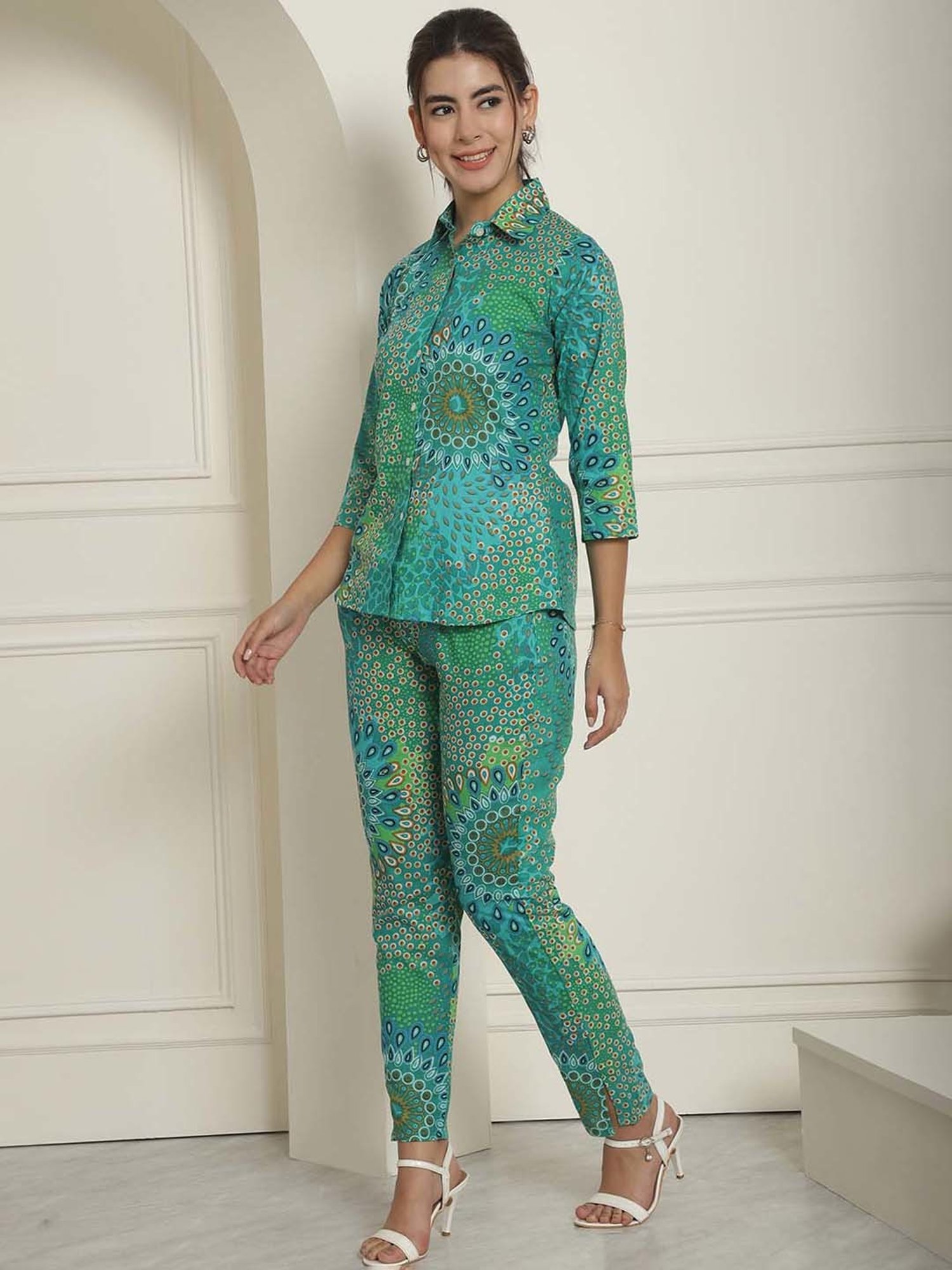 Indian Needle Green Cotton Shirt & Pant Set