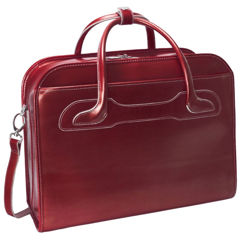 McKlein Willowbrook 15" Leather Patented Detachable - Wheeled Ladies' Laptop Briefcase (Red)