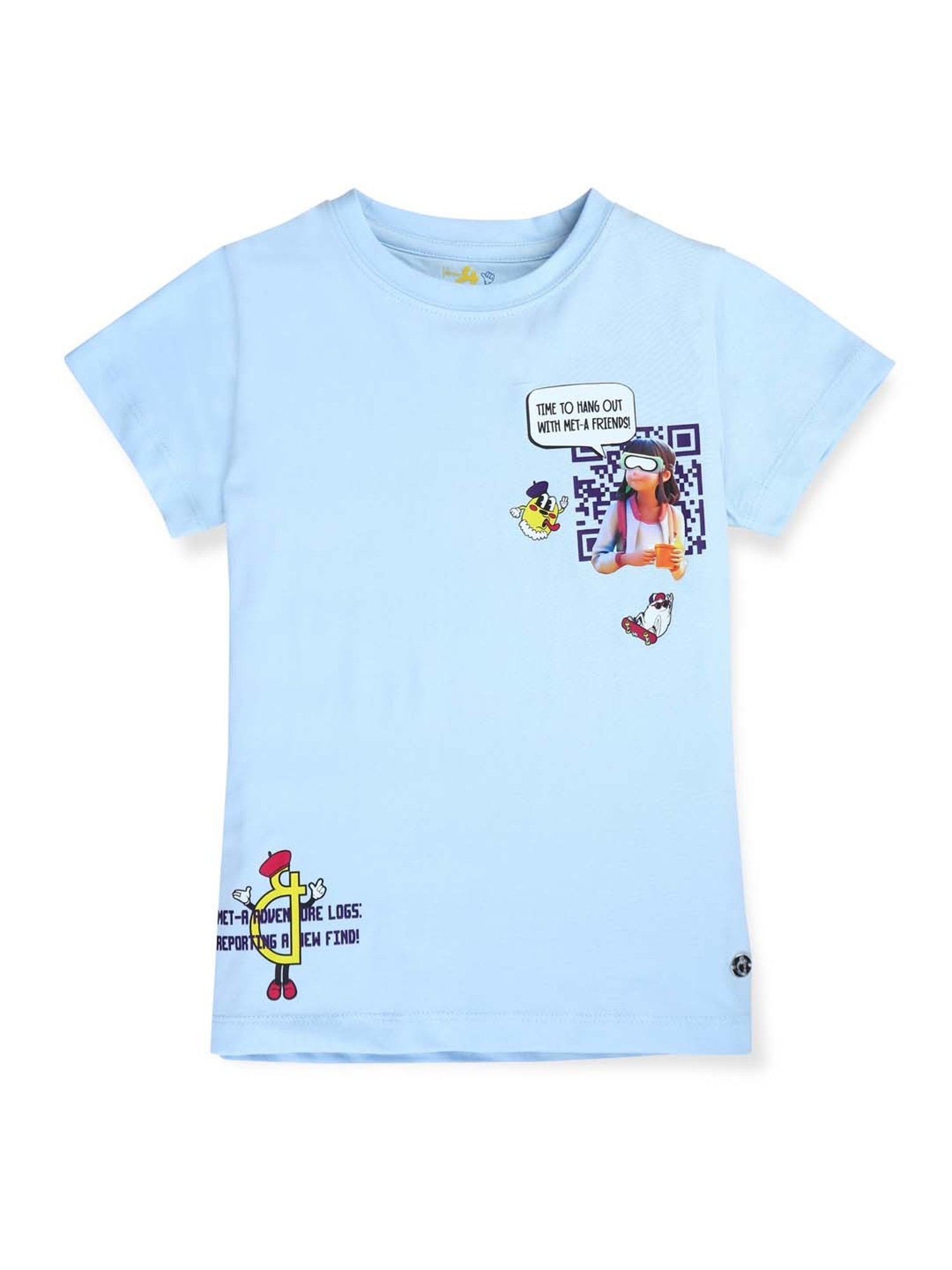 KIDS ONLY Anthracite Black Cotton Printed T-Shirt