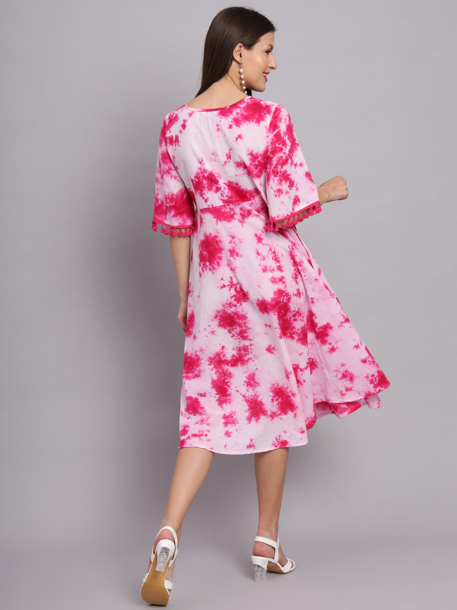 DECKEDUP Pink Tie - Dye A Line Dress