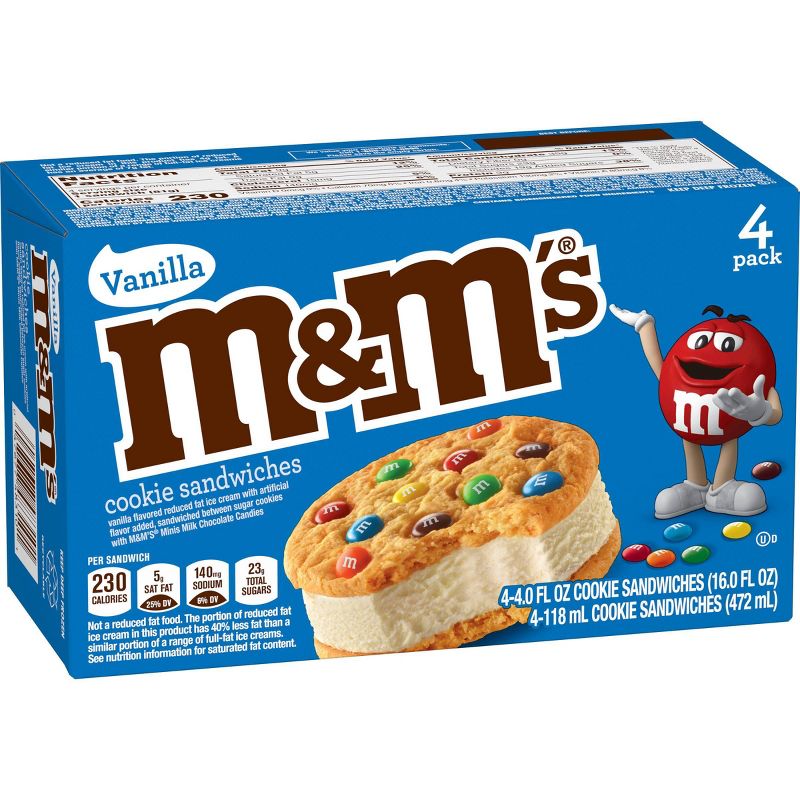 M&Ms Vanilla Ice Cream Cookie Sandwiches - 4ct