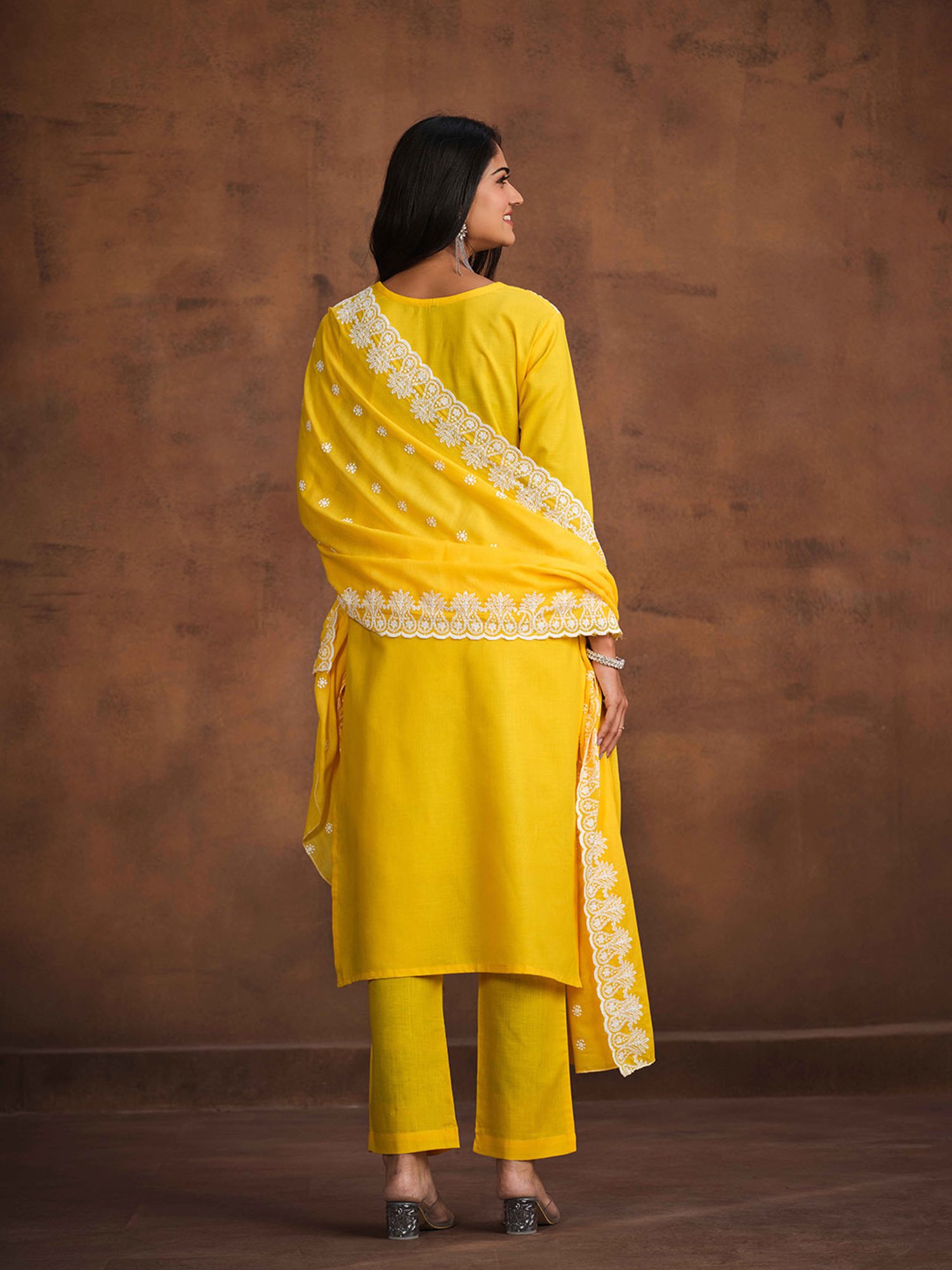 Ishin Yellow Embroidered Kurta With Pant & Dupatta