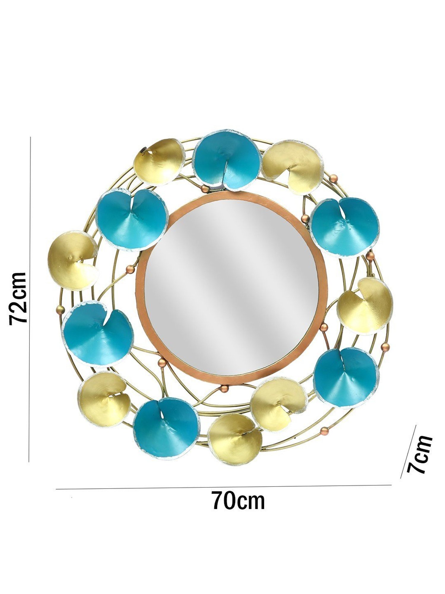 Aapno Rajasthan Gold & Green Metal Wall Mirror