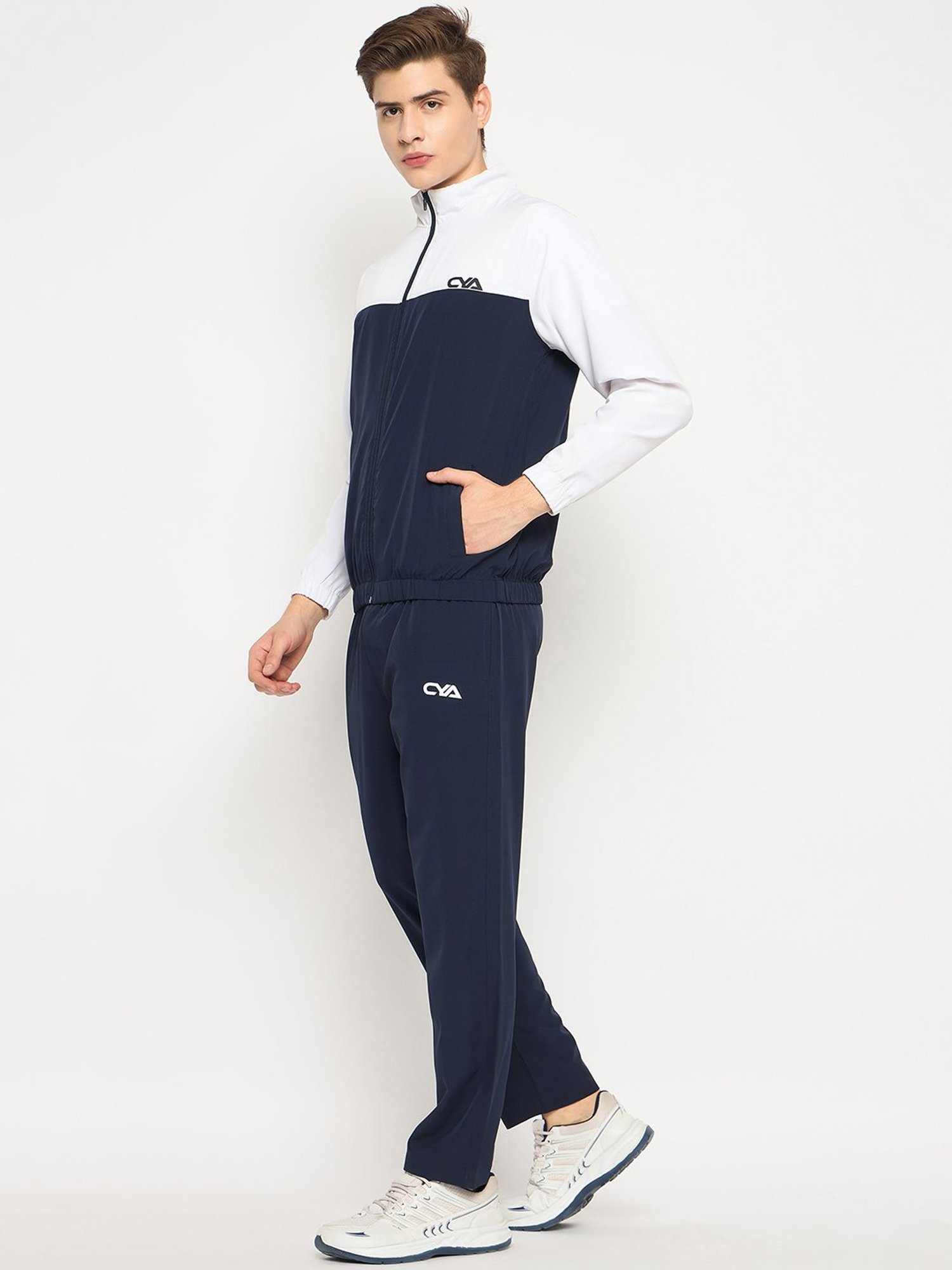 Club York Navy & White Regular Fit Tracksuit
