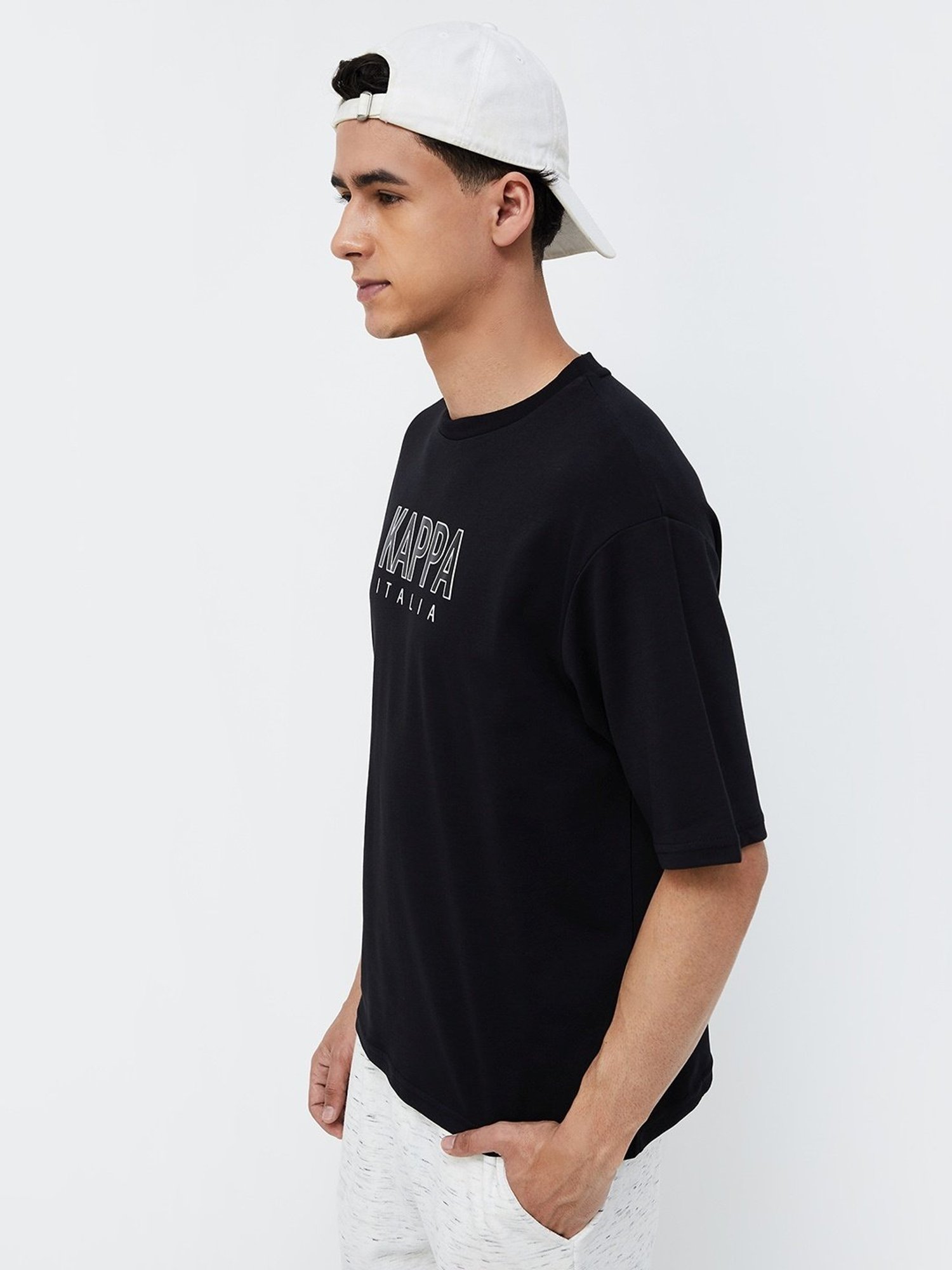 Kappa Black Regular Fit Printed T-Shirt