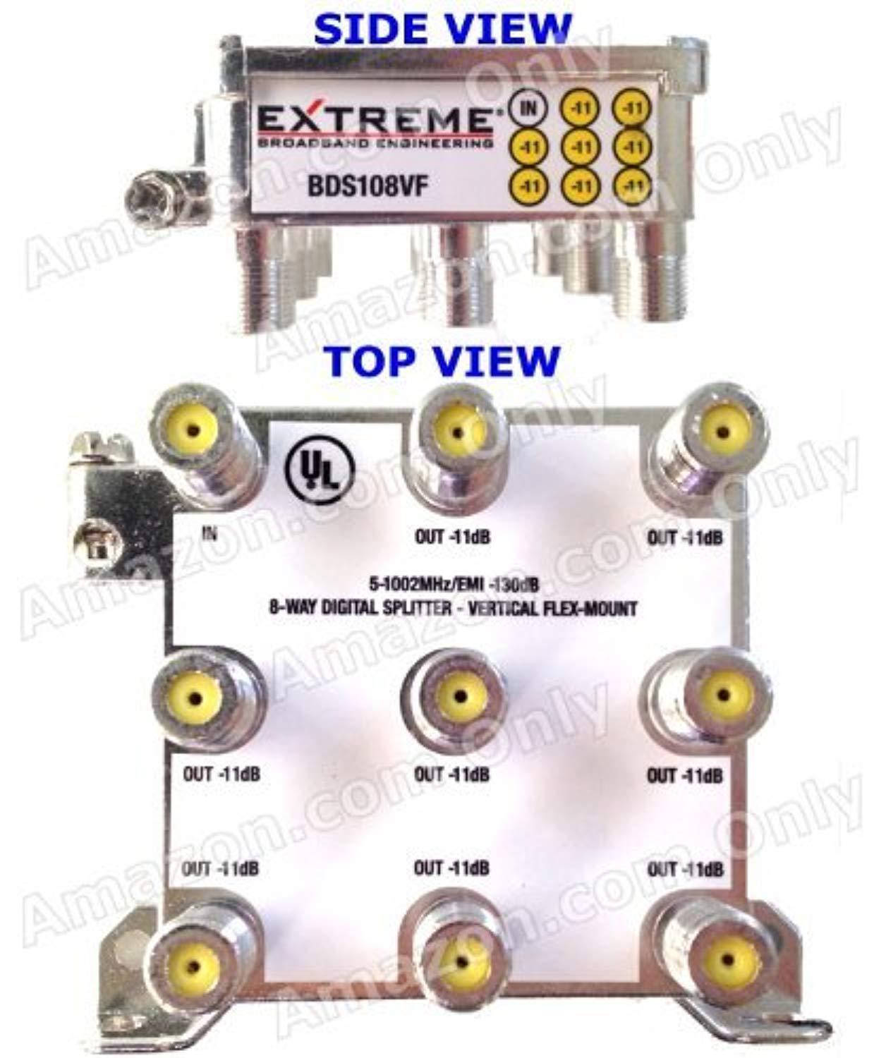 EXTREME 8 WAY BALANCED HD DIGITAL 1GHz HIGH PERFORMANCE COAX CABLE SPLITTER - BDS108VF by Extreme
