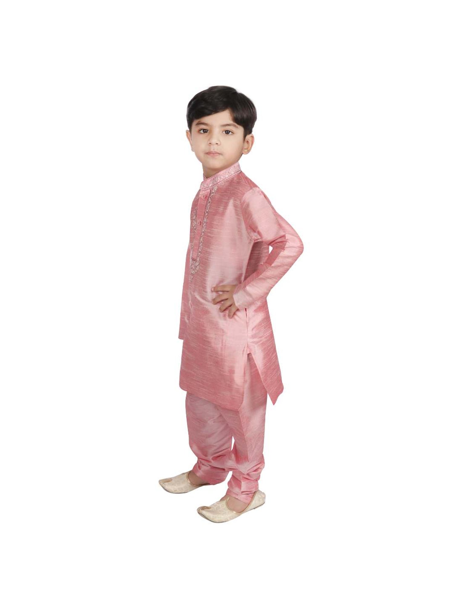 SG Yuvraj Kids Pink Embroidered Kurta with Pyjama