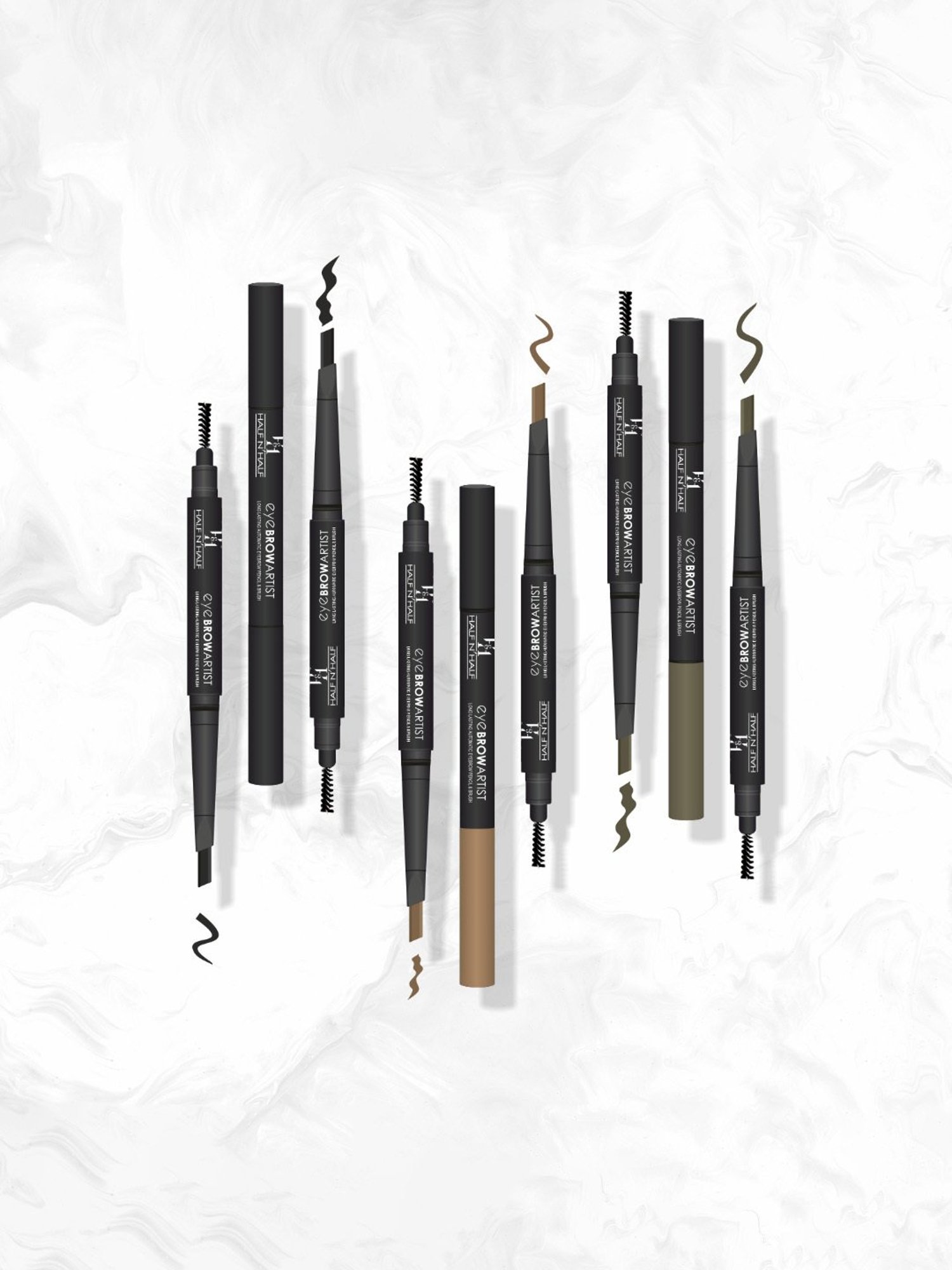 Half N Half Eye Brow Artist Long Lasting Automatic Eyebrow Pencil & Brush 001 Black - 4 gm