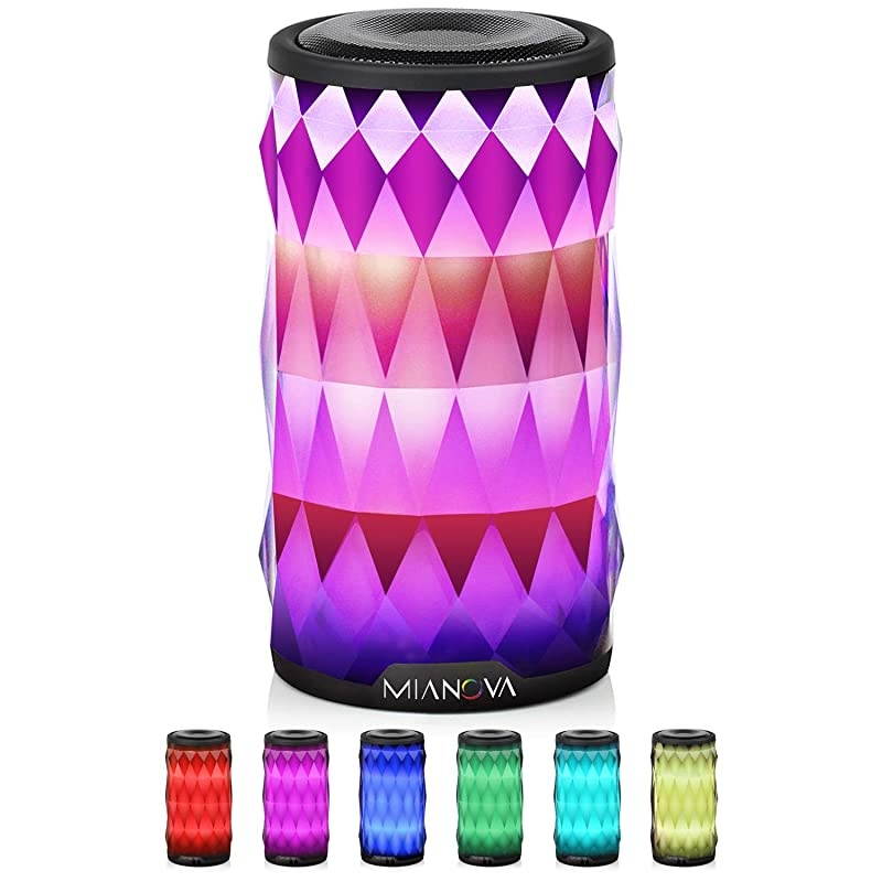 LED Bluetooth Speaker,Night Light Changing Wireless Speaker, Portable Wireless Bluetooth Speaker 6 Color LED Themes,Handsfree/Phone/PC/MicroSD/USB Disk/AUX-in/TWS Supported
