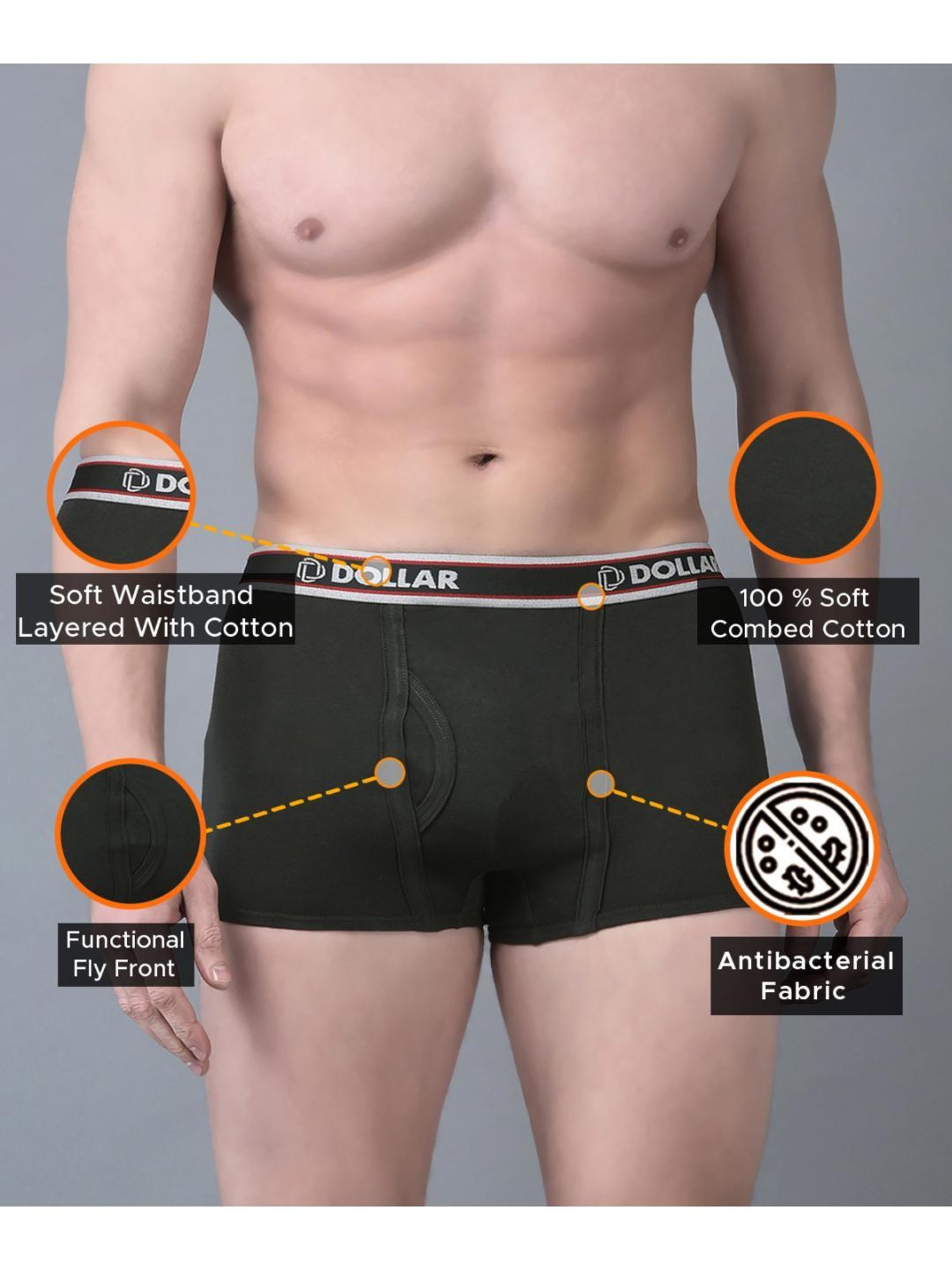 Dollar Bigboss Assorted Cotton Regular Fit Trunks - Pack Of 7