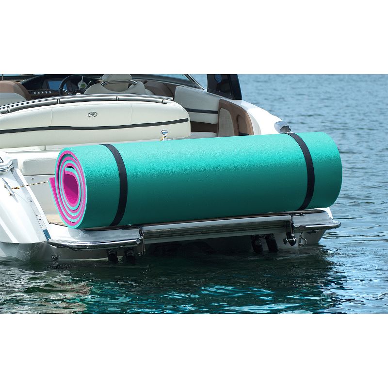 Floatation iQ Floating Oasis 15 x 6 Foot Foam Island Water Pool Lake Lounger Play Pad Mat, Pink and Teal