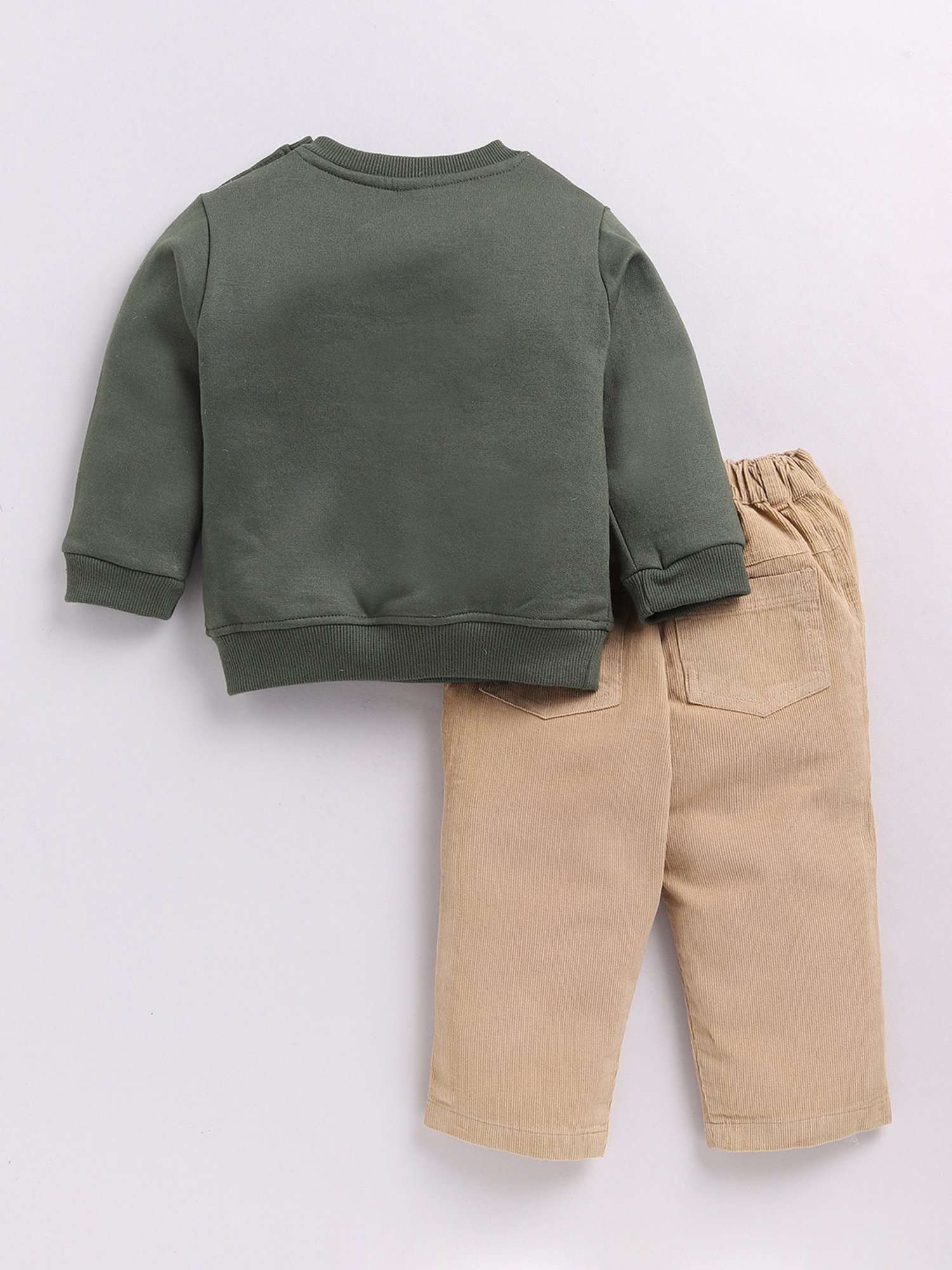 Dollar Kids Green & Beige Embroidered Full Sleeves T-Shirt with Jeans
