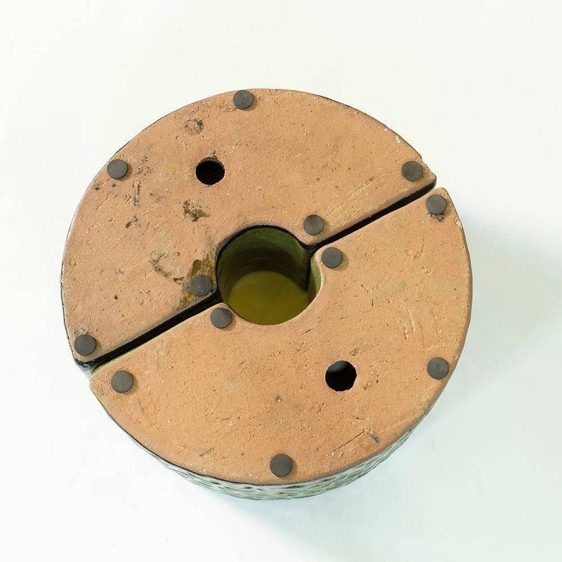 Handmade Glazed Ceramic Cobblestone Umbrella Half Moon Shaped Planter Blue - Alfresco Home LLC