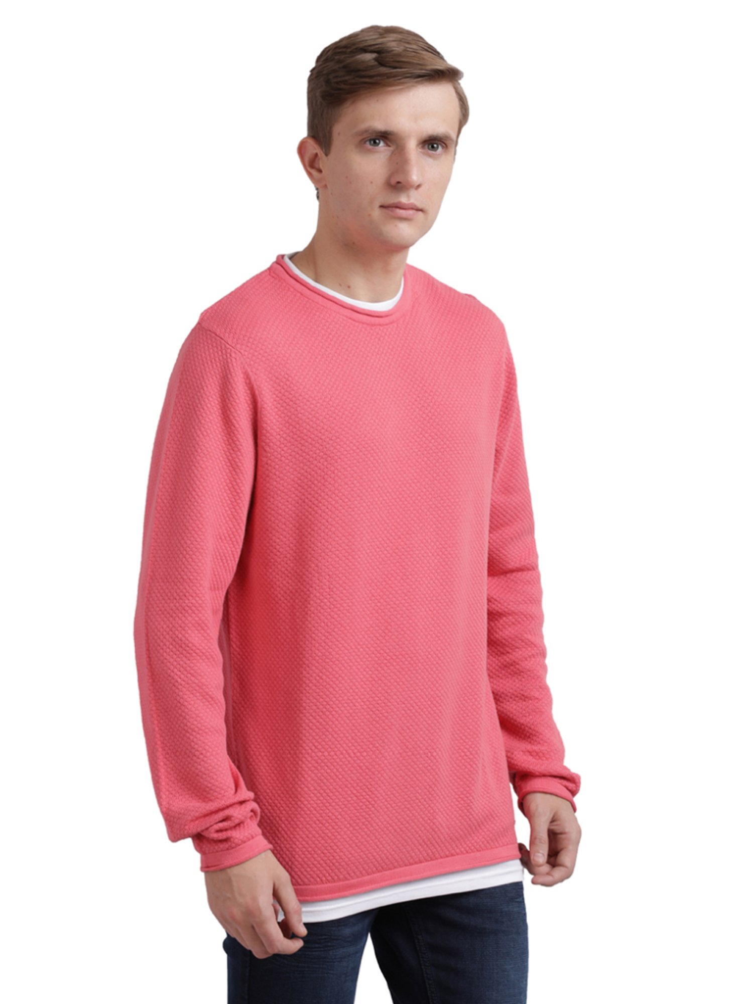 Parx Pink Cotton Regular Fit Sweaters