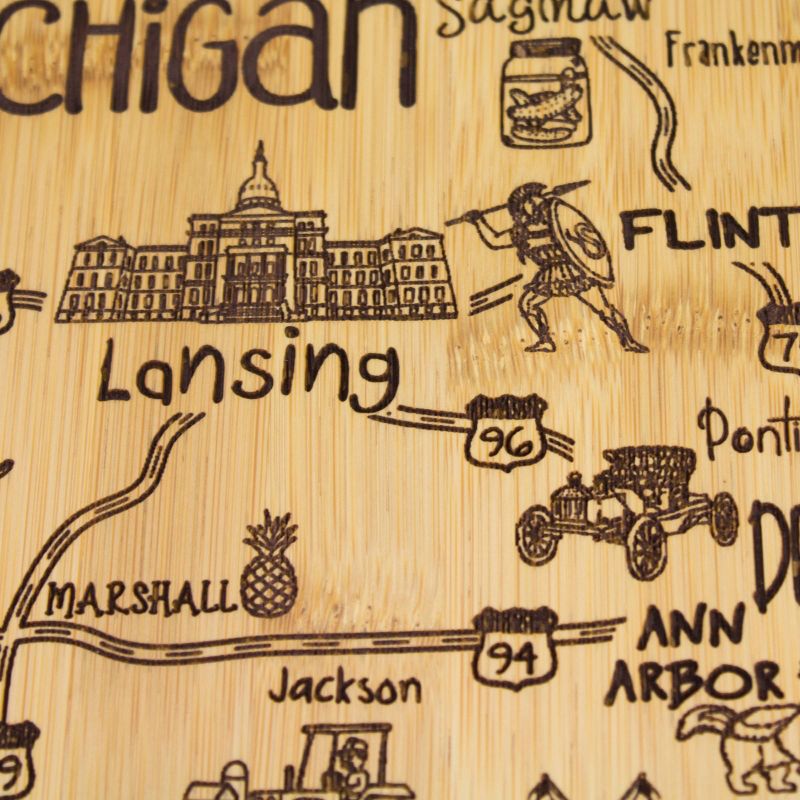 Totally Bamboo Destination Michigan (Mitt) Serving and Cutting Board