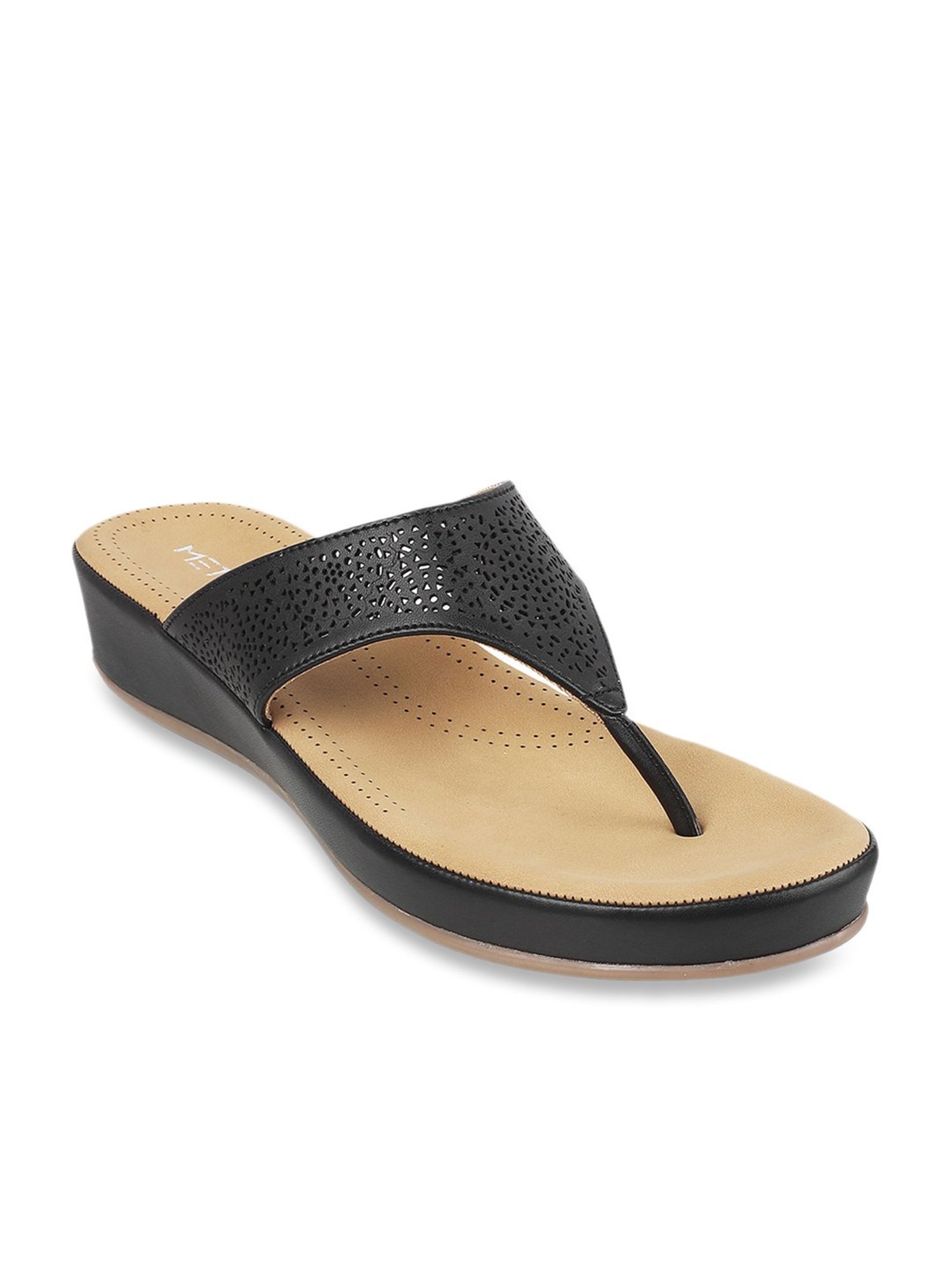 Metro Women's Black Thong Wedges