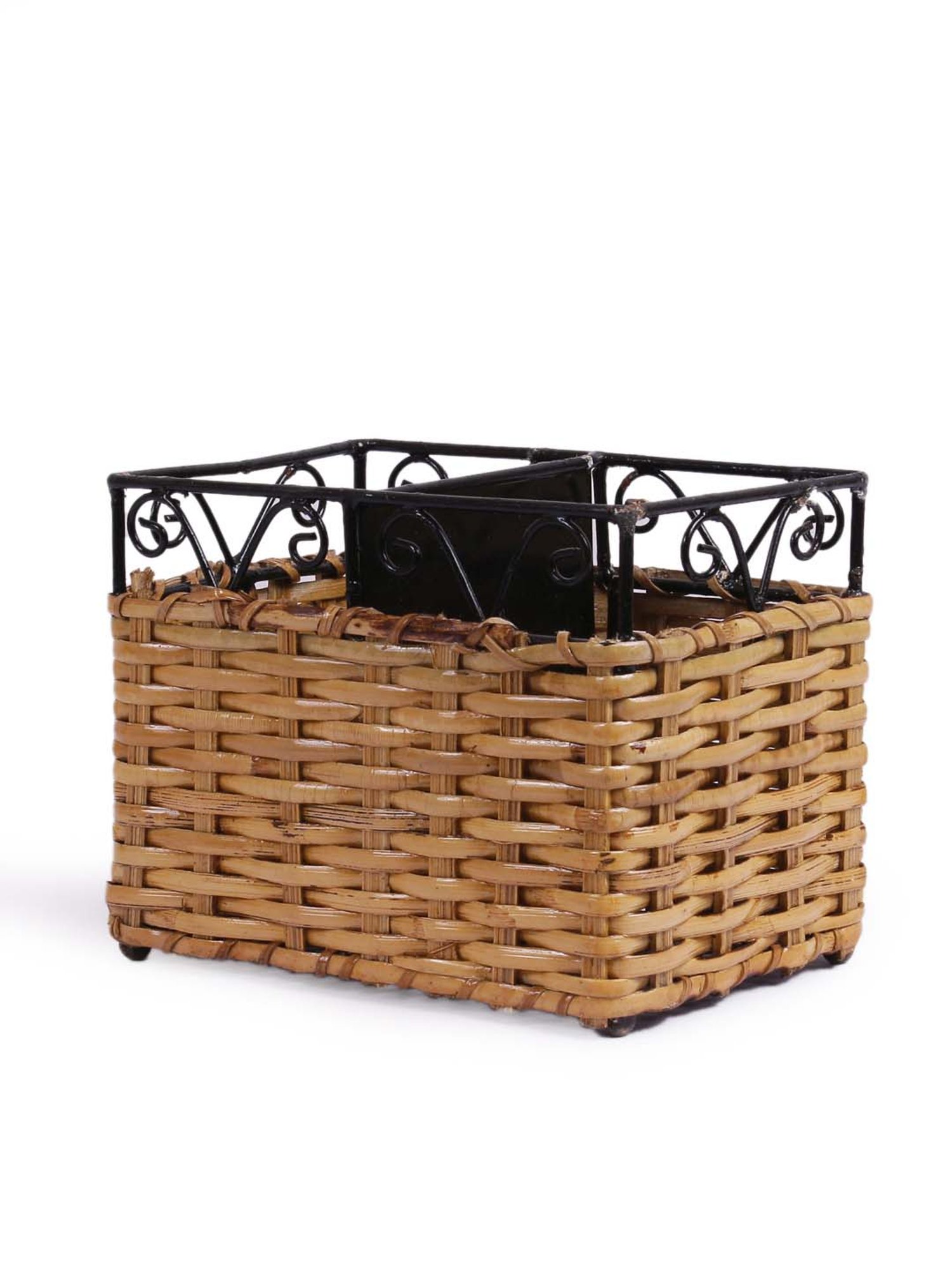 VarEesha Brown & Black Bamboo Multi-Purpose Basket - Set of 1