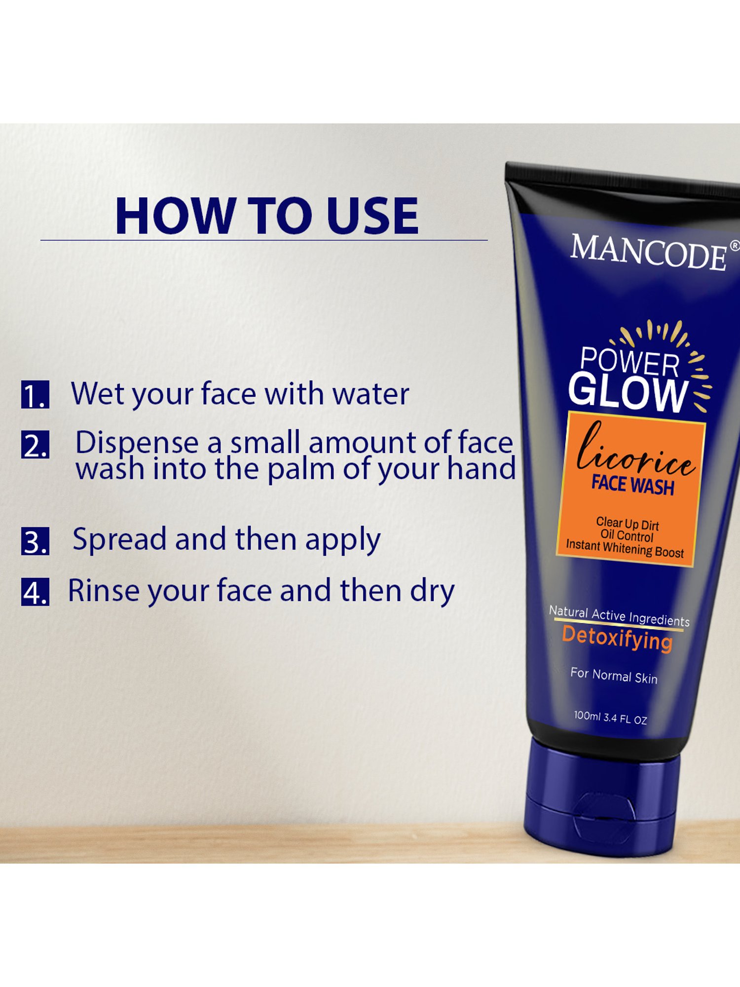 Mancode Power Glow with Licorice Face Wash for Men - 100 ml