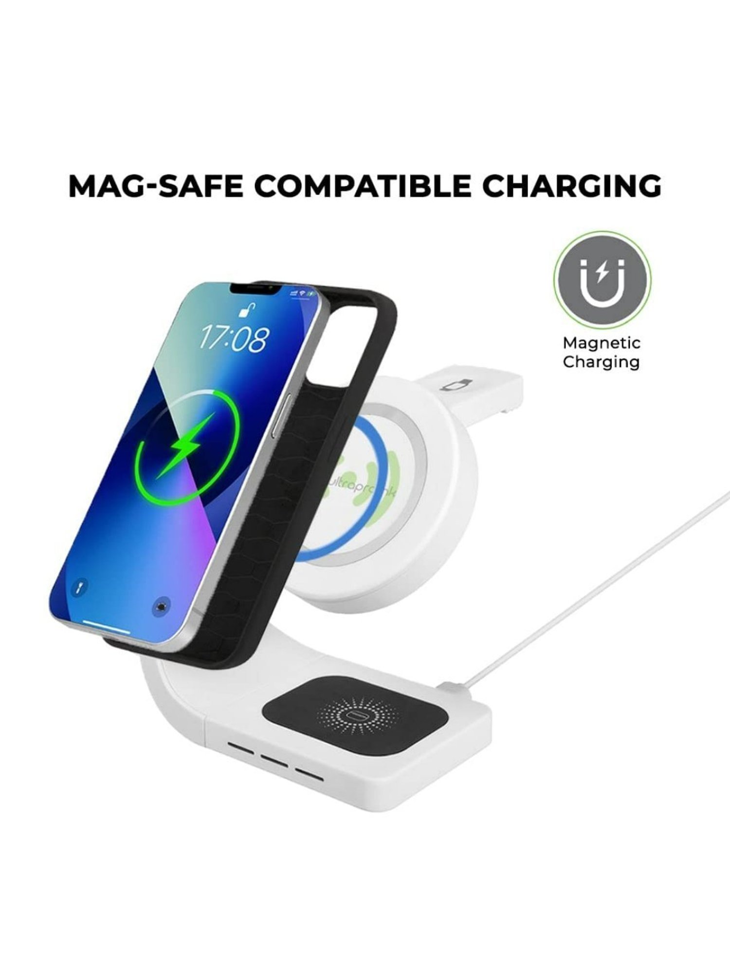 Ultraprolink UM1006ZW Vylis Curve 20W 4-in-1 Mag-Safe Charging Dock with PD Charger (White)