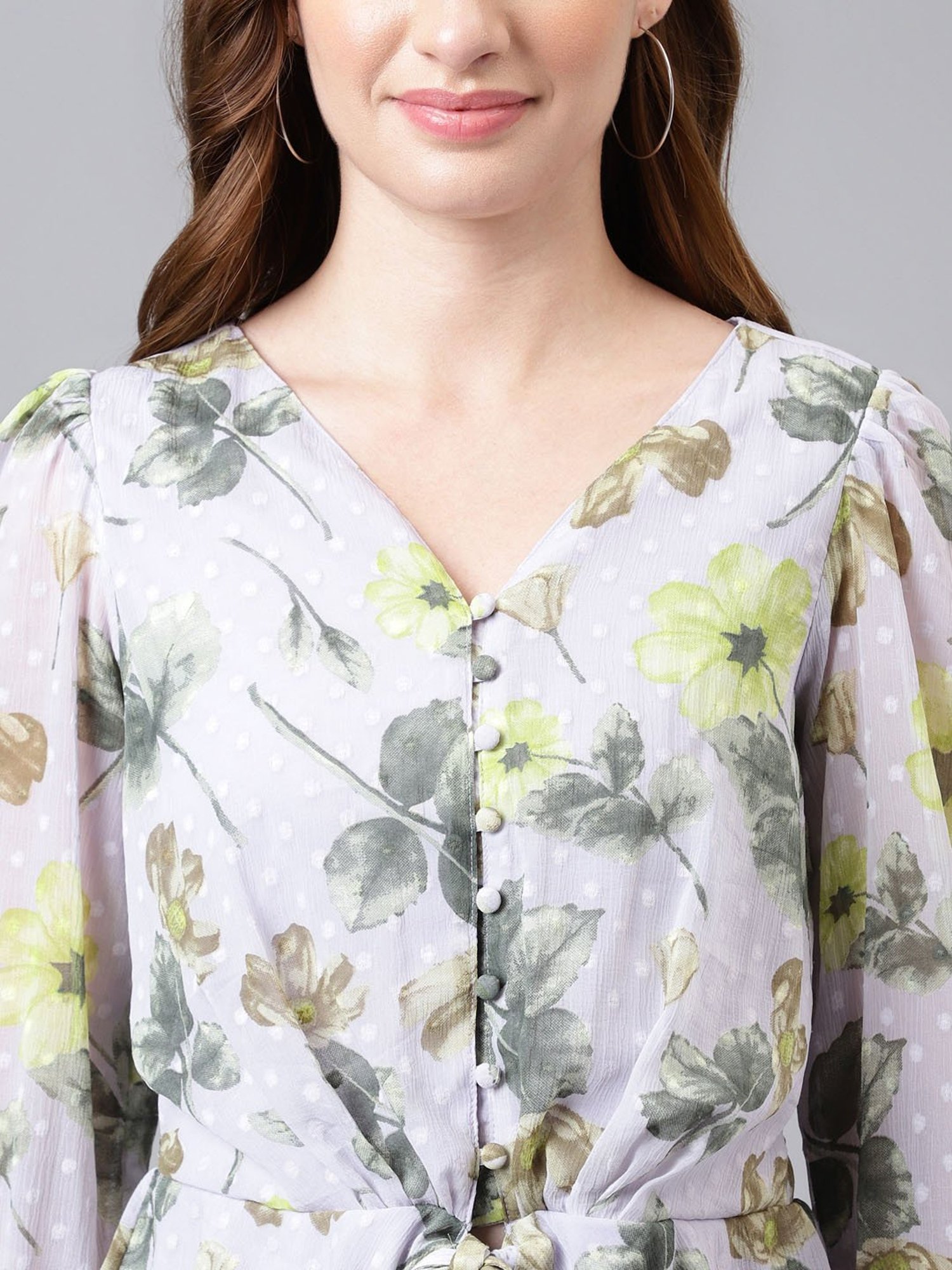Latin Quarters Grey Floral Peplum Top