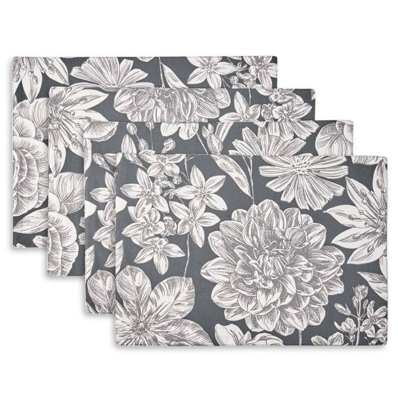 4pk Cotton Linear Floral Placemats - Town & Country Living